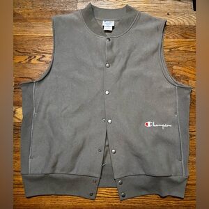 Champion Olive Fleece Snap Button Vest